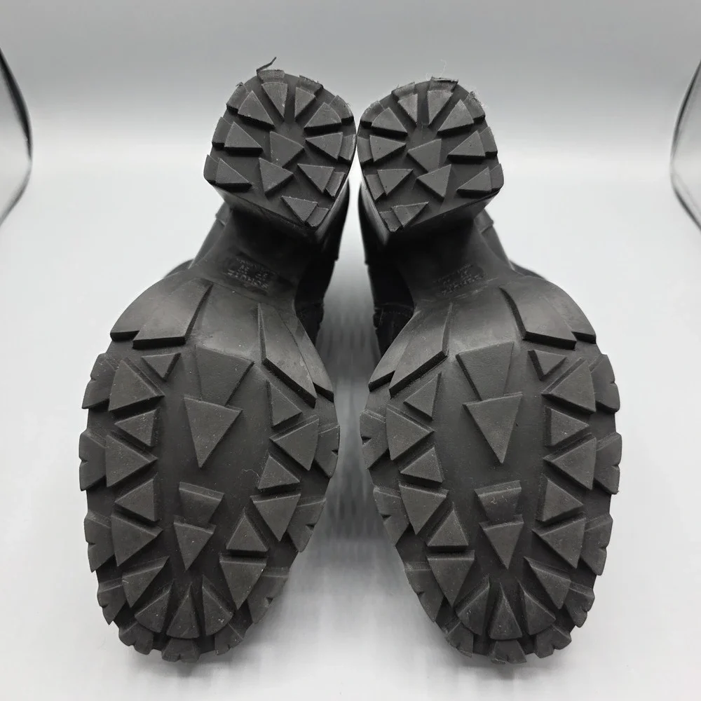 Schutz Boots Womens 39‎ Black Leather Chunky Lug Sole High Heel Booties Zipper